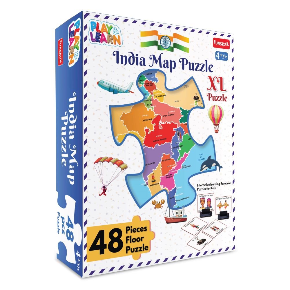 Funskool Play & Learn – India Map Large Size Puzzle (4+ Years)